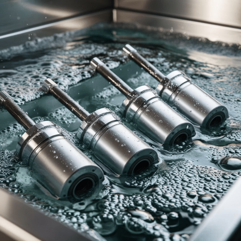 Hydraulikkolben in Wasser aus einem Ultraschallreiniger